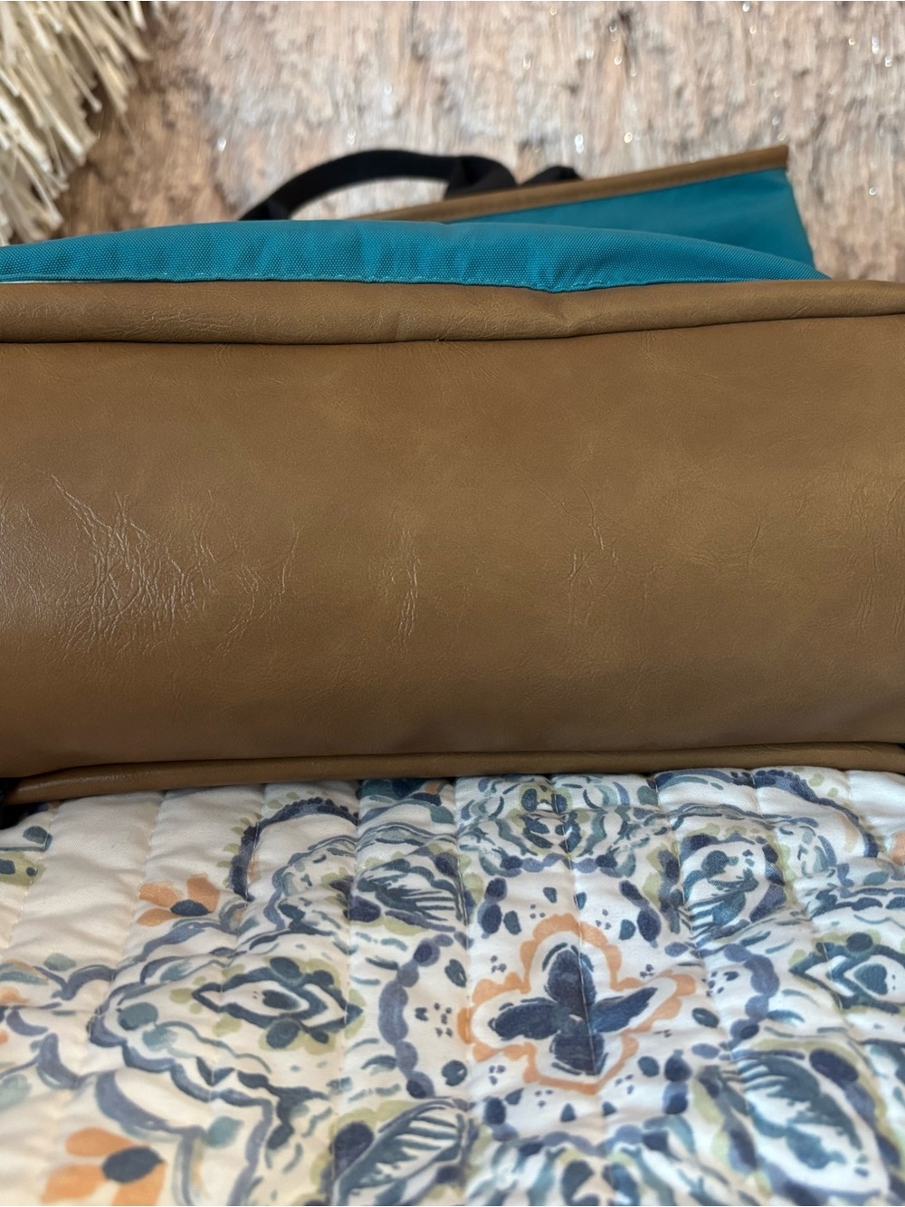 Kipling Teal Backpack Tote with Brown Trim - Picture 8 of 8